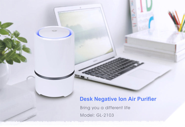 Desktop Air Purifier Ionizer with True HEPA Air Filter Technology - Portable Air Cleaner and Purifier for Use in Bedroom, Office, Car, Kitchen, Bathroom