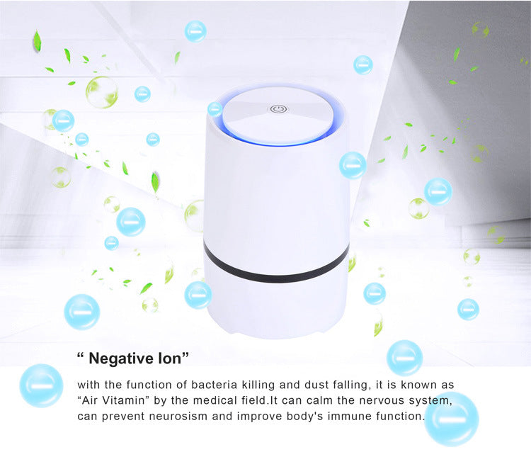 Desktop Air Purifier Ionizer with True HEPA Air Filter Technology - Portable Air Cleaner and Purifier for Use in Bedroom, Office, Car, Kitchen, Bathroom