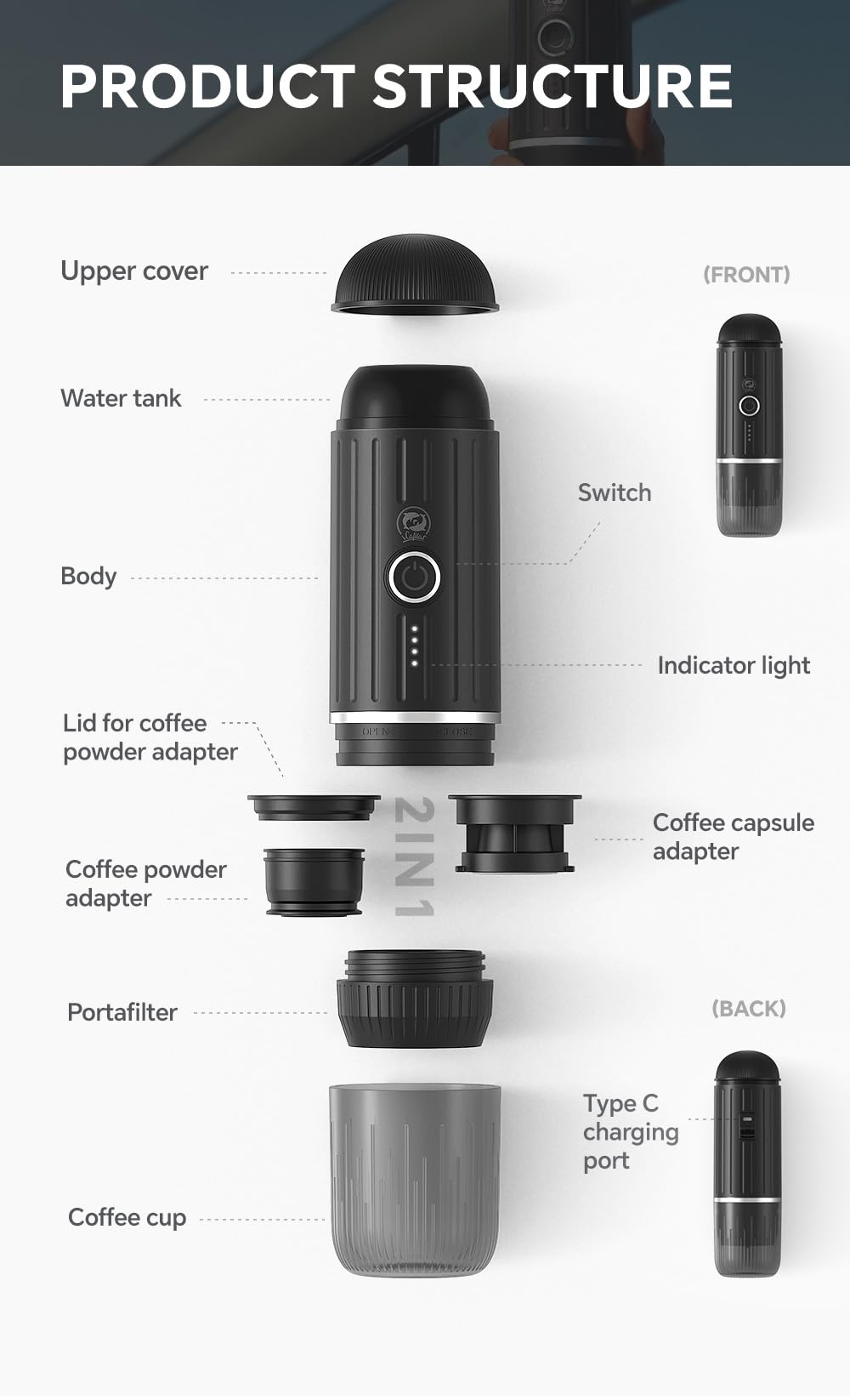 Coffee Maker | Espresso Coffee Maker Portable (Rechargeable)